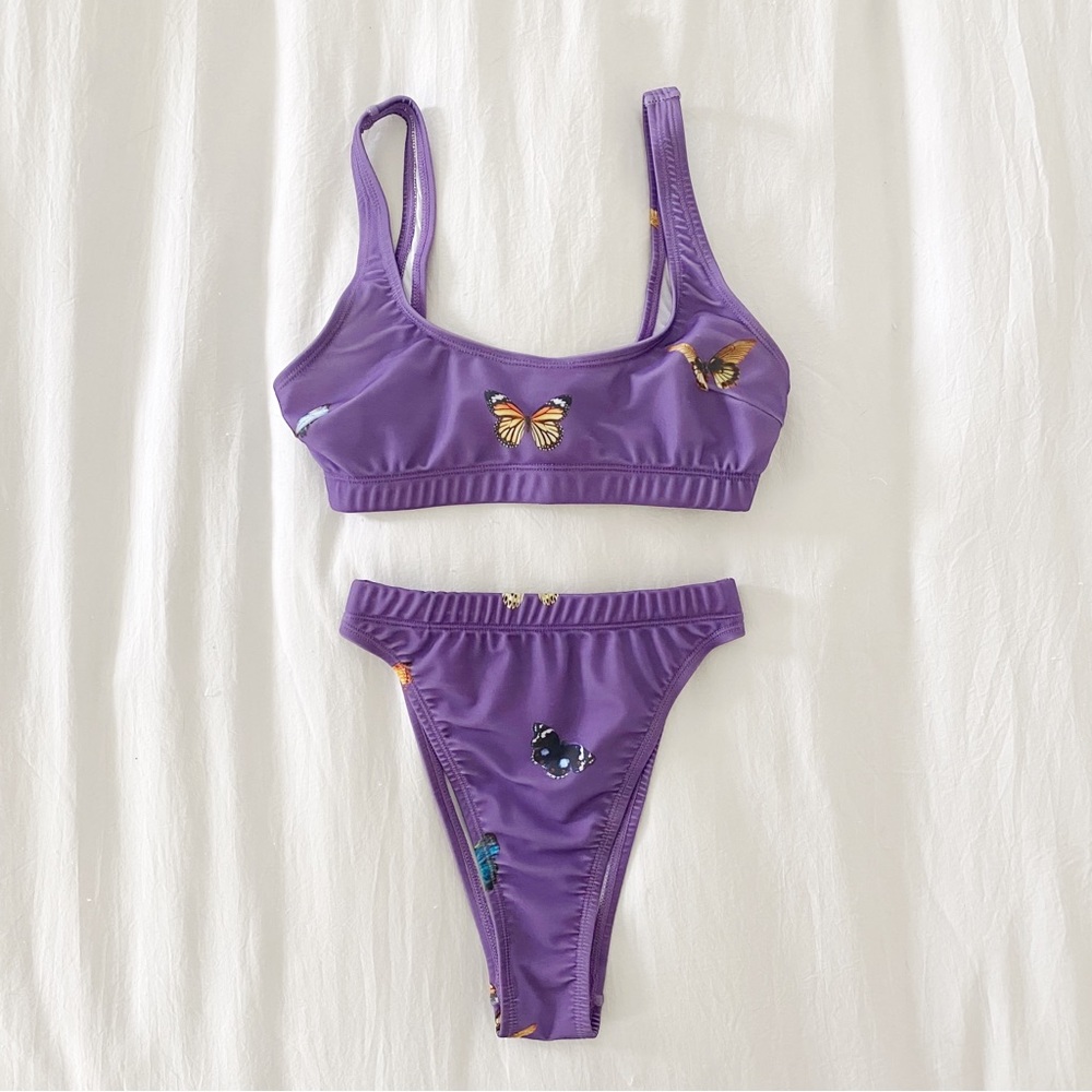 Hot Lava High Waisted Butterfly Print Bikini Set